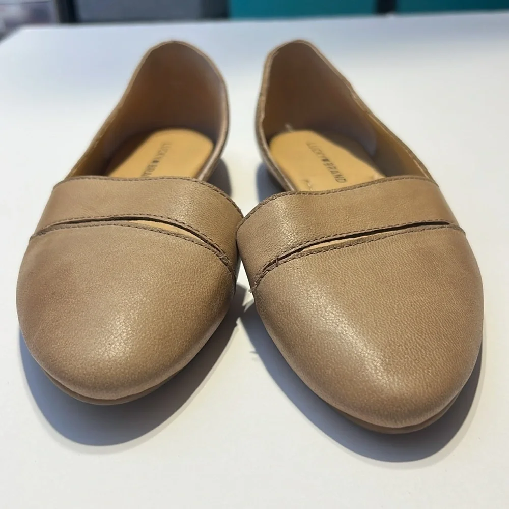 Lucky Brand Womens Ashena Taupe Leather D'Orsay Flats Size 8.5